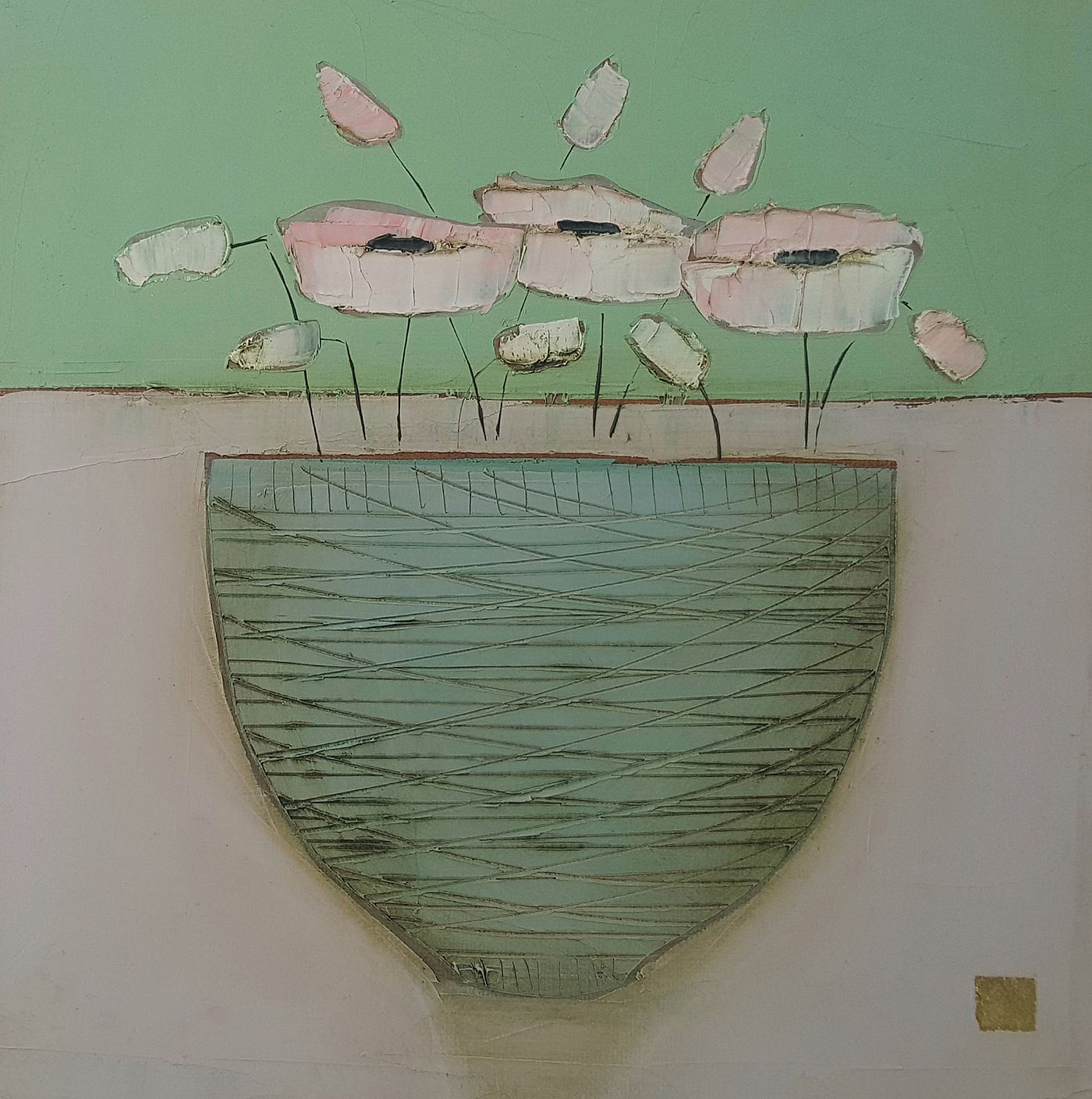 Eithne  Roberts - Grey bowl on pink 